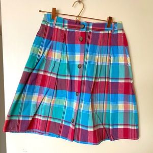 Land’s End vintage madras print pleated skirt